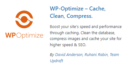 WP-Optimize – Cache, Clean, Compress.