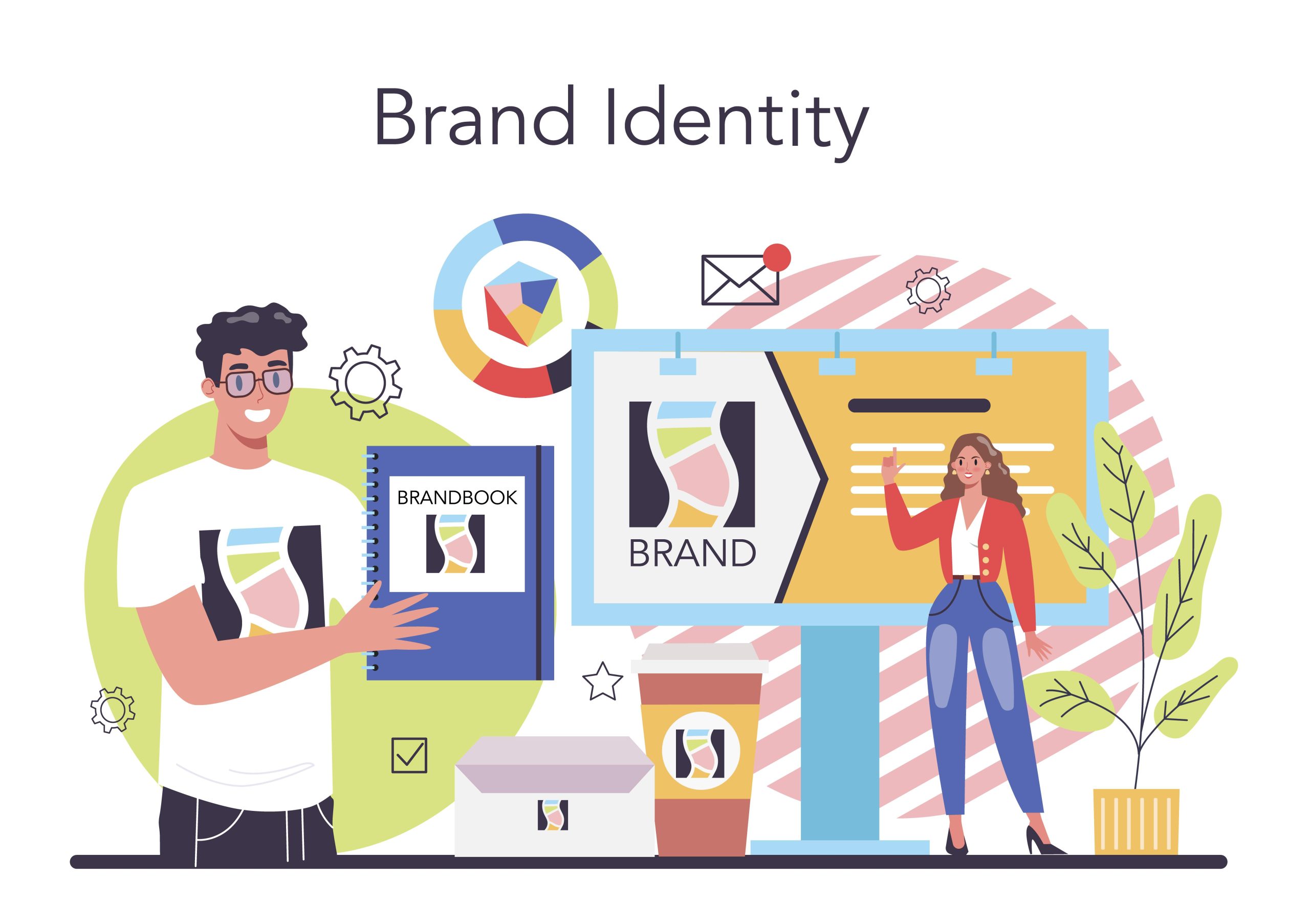 Brand concept. Marketing strategy and unique design of a company Brand CI